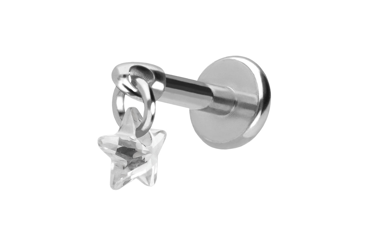 Titan Labret Piercing mit Push Fit KRISTALLSTERN